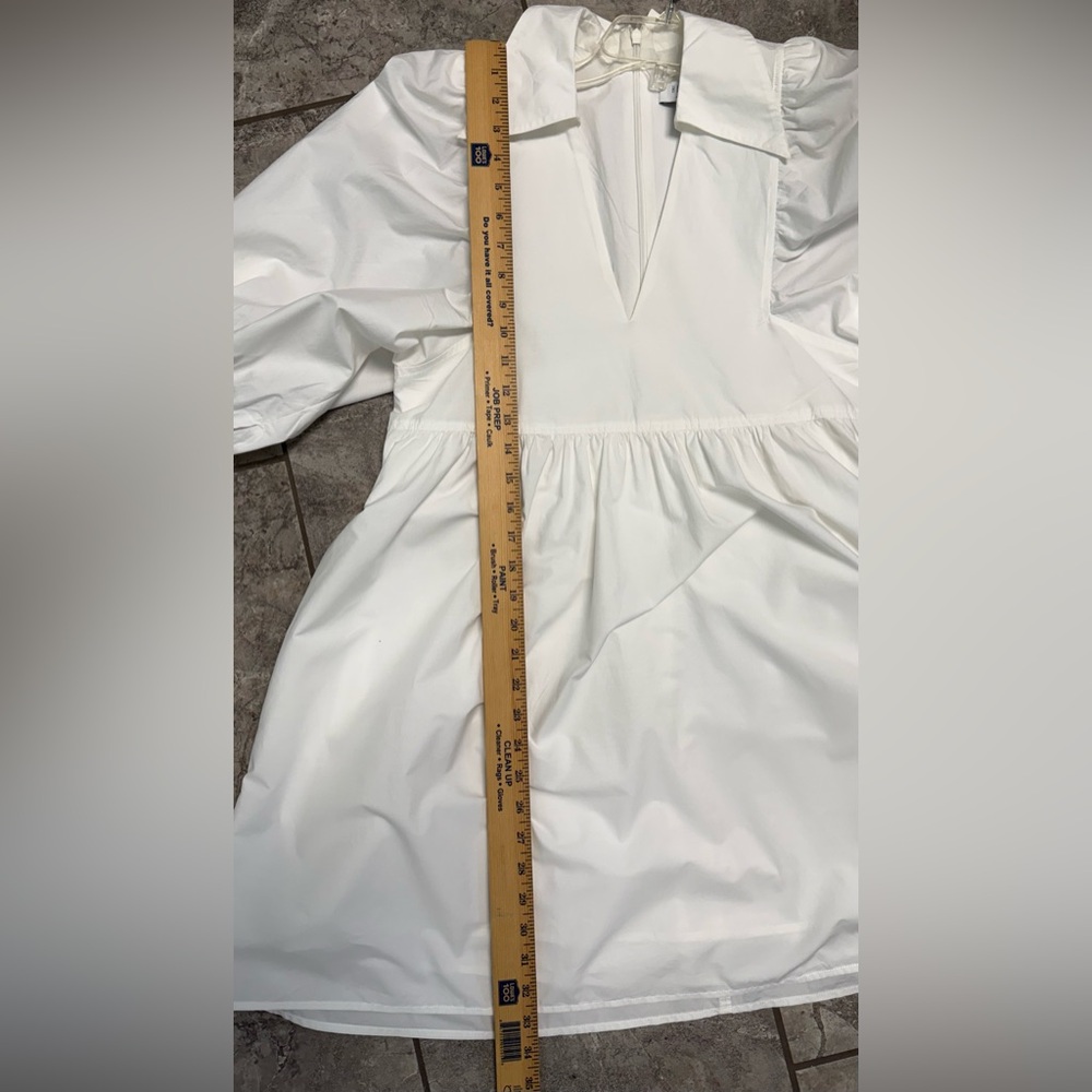 HUNTER BELL Noah Dress White V-Neck Puff Sleeve Mini Sz Small NWOT main tags - Picture 6 of 9